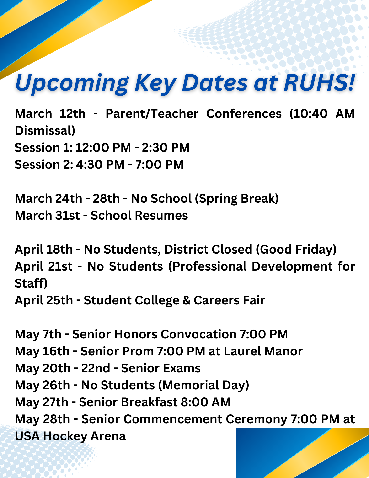 RUHS Dates